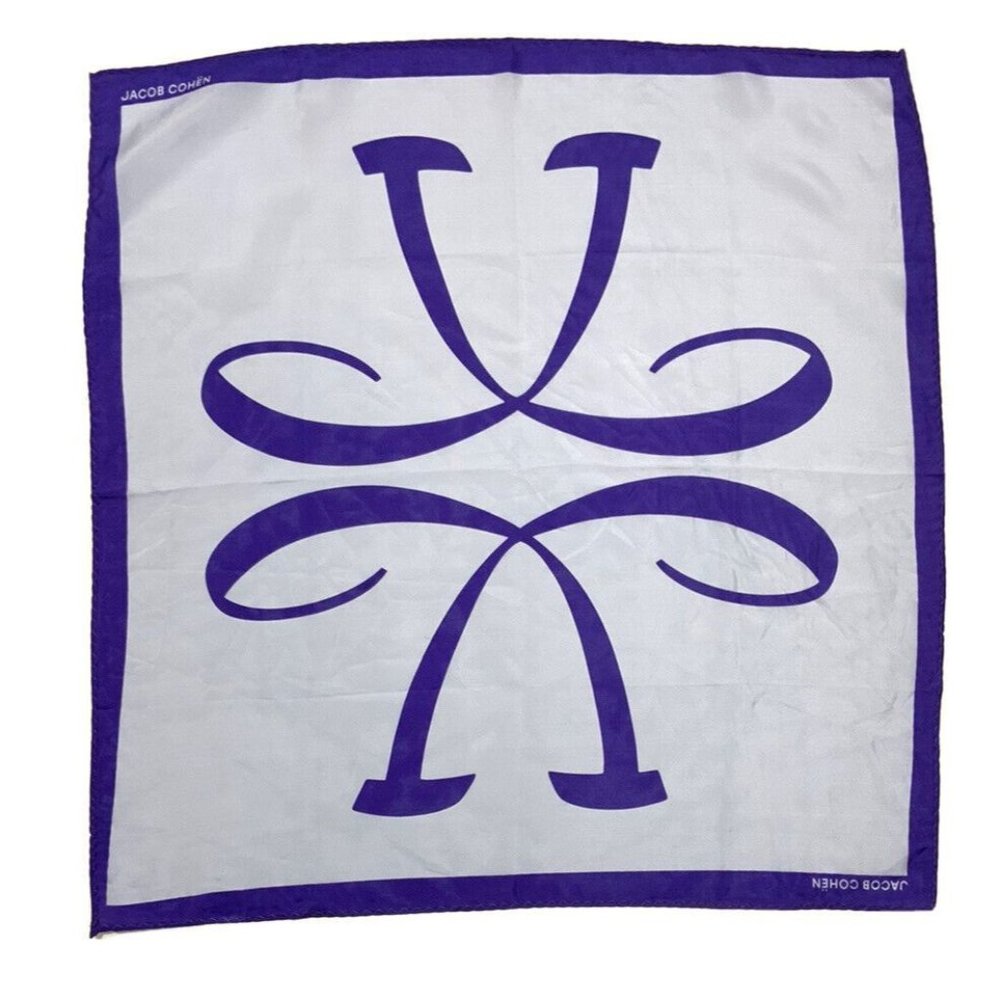 JACOB COHËN Blue Logo Silk Scarf 20”/ 21” EC